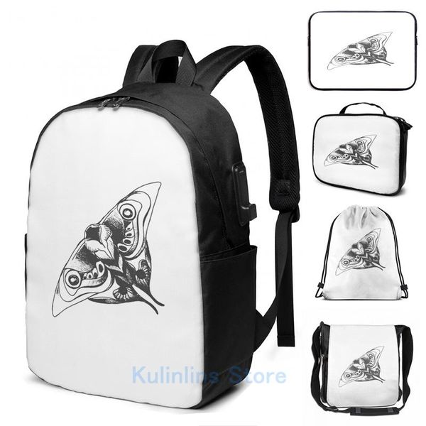 

backpack graphic print moth from ellies tattoo the last of us part 2 usb charge men school bags women bag travel laptop