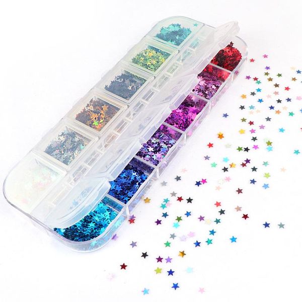 

nail art decorations eubo 12 colors various shapes glitter flakes 3d colourful sequins polish manicure decoration, Silver;gold