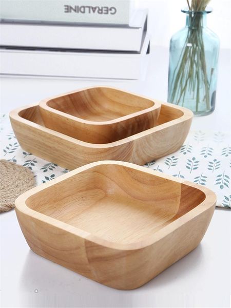

bowls solid square wooden bowl mixed vegetable salad fruit dessert breakfast plate
