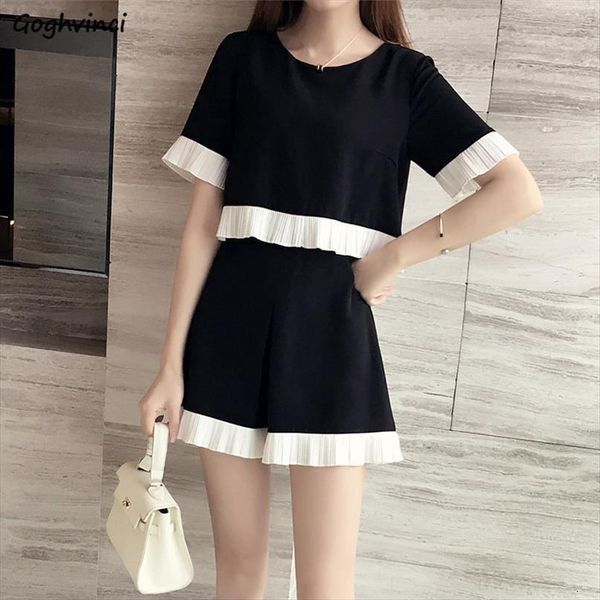 

sets patchwork o neck sweet women tracksuits girls loose large size 2xl wide leg ulzzang korean simple soft leisure female, Gray