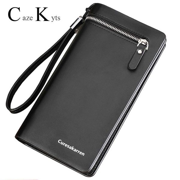 

wallets men's small handbag leisure wallet long european and american clutch zipper mobile phone bag, Red;black