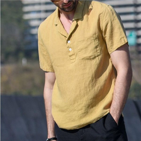 

men's casual shirts men summer linen short sleeve breathable solid cotton male pullover blouse homme chemise plus size, White;black