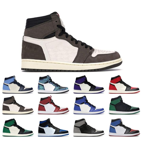 

man basketball shoes 1 1s tie dye turbo green unc dark mocha obsidian court purple bred toe cactus jack game pine shadow trainers sports sho, White;red