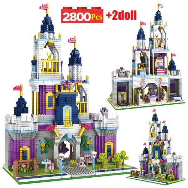 

1500PCS Toys for Children Friends Castle Garden Mini Bricks Princess Fairy Tale Castle 3D Model DIY Mini Diamond Building Blocks