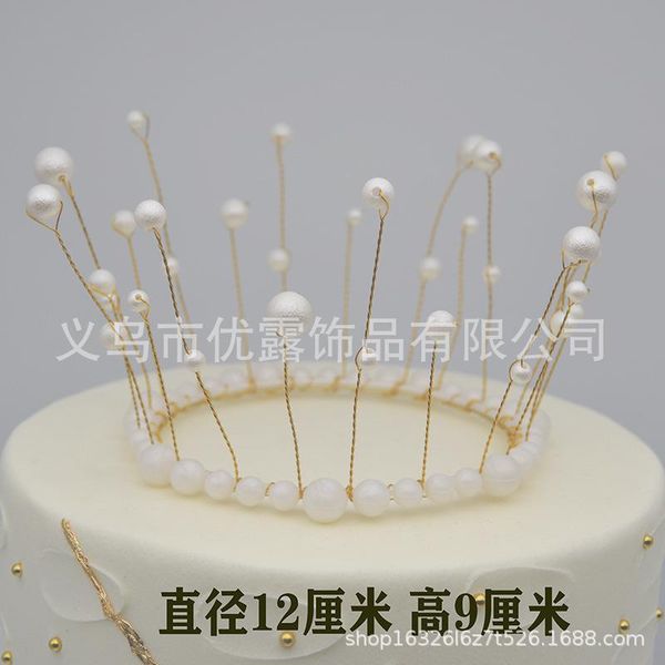 

other festive & party supplies shiny pearls headdress wedding&engagement cake decora birthday er handmade metal pearl princess crown