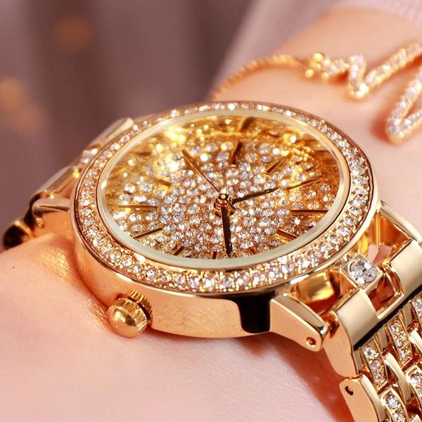 

wristwatches luxury women watches fashion quartz waterproof ladies watch gypsophila diamond gold clock relogio feminino, Slivery;brown