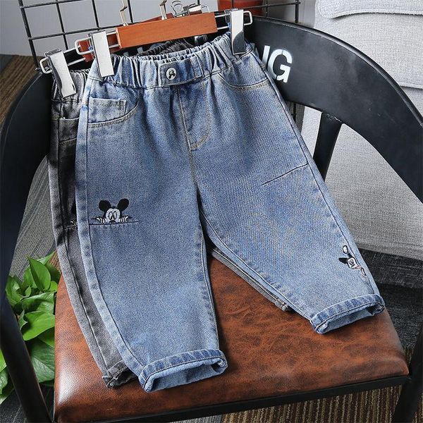 

trousers children's clothing boy jeans spring and autumn baby air loose children handsome cartoon, Blue
