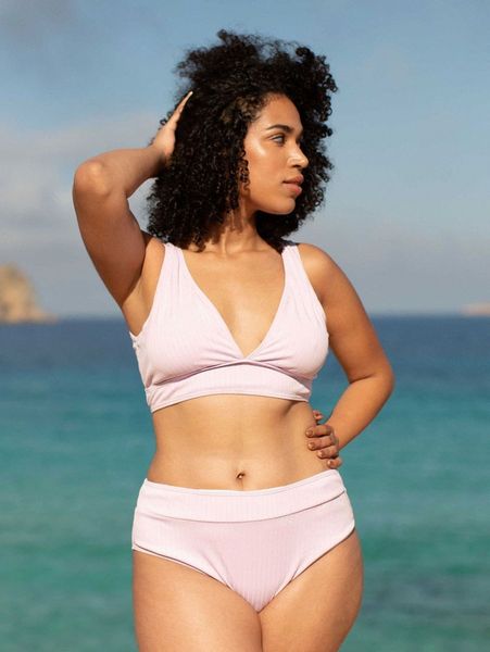 

plus plain high waisted bikini swimsuit m6ju#, Black