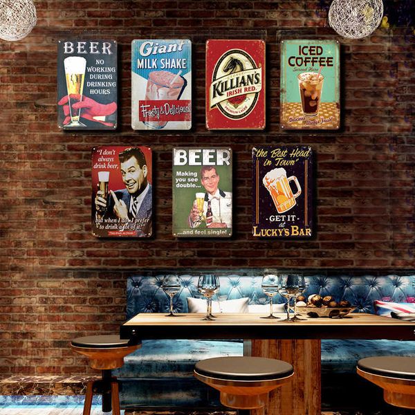 

nostalgic whiskey bar metal tin sign vintage coffee tinplate poster personality coffee bar kitchen decor plaque wall plates
