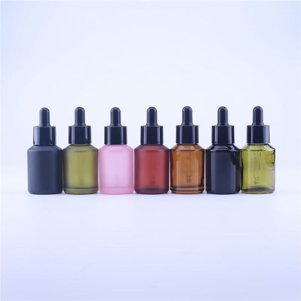 

storage bottles & jars 100pcs/lot 30ml cosmetic essentilal oil packaging frosted and shiny colored glass dropper in 7 colors