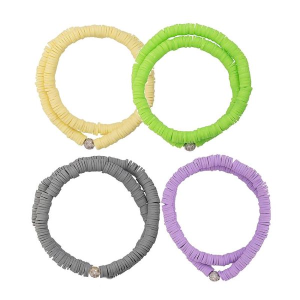 Tennis Boho Lucite Bracciale avvolgente Polimeri Surfisti Disco riciclato Vinile africano Perline tribali HEISHI Doppia coppia Set di gioielli