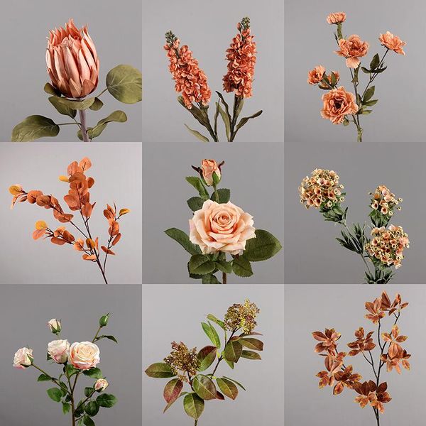 

decorative flowers & wreaths silk roses bride bouquet wedding christmas decoration for home vase ornamental flowerpot artificial scrapbookin