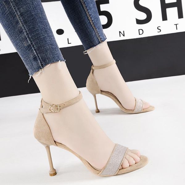 

summer shoes high heels sandals women valentine luxury stiletto glitter designer 2021, Black