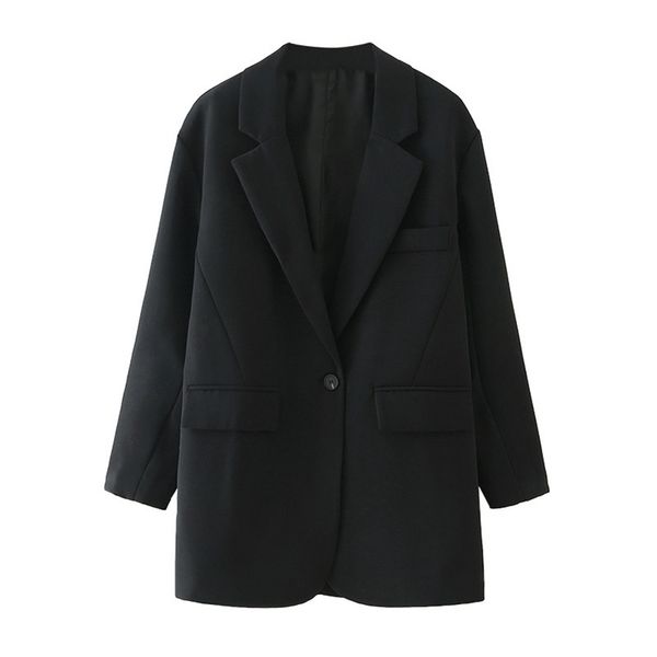 

elegant women solid black blazer jackets fashion ladies office full sleeve suits vintage female pocket 210527, White;black