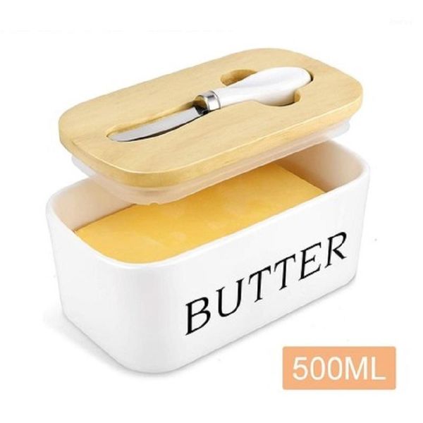

storage bottles & jars ceramic butter box dish plate with lid spoon fruit preserve sealing sugar seasoning food container kitchen