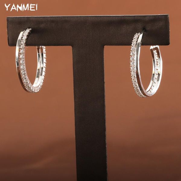 

hoop & huggie designer ring geometric big earrings for women shiny zircon smooth surface high-end jewelry circle ladies accessories, Golden;silver