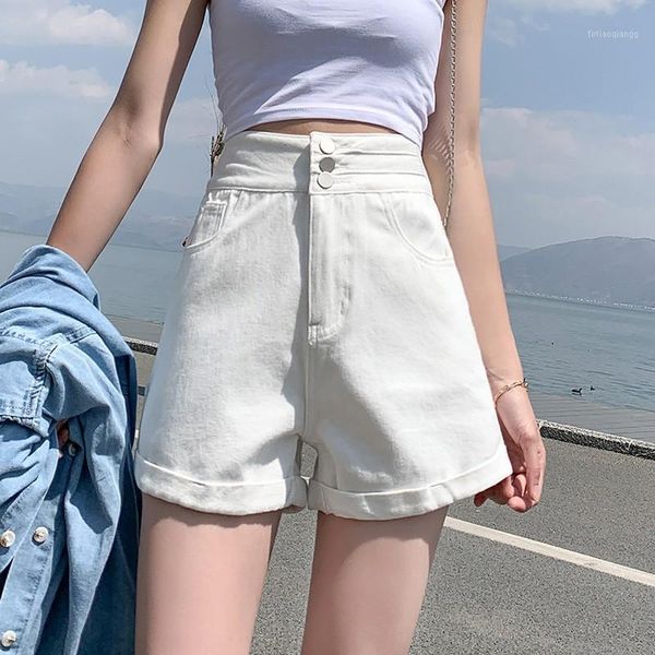 

high waist mom jeans short plus size woman loose casual summer straight shorts feminino korean denim women's, Blue