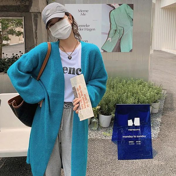 

women's knits & tees vintage cardigan for women autumn coat korean fashion sweater long sleeve casual blouse, White