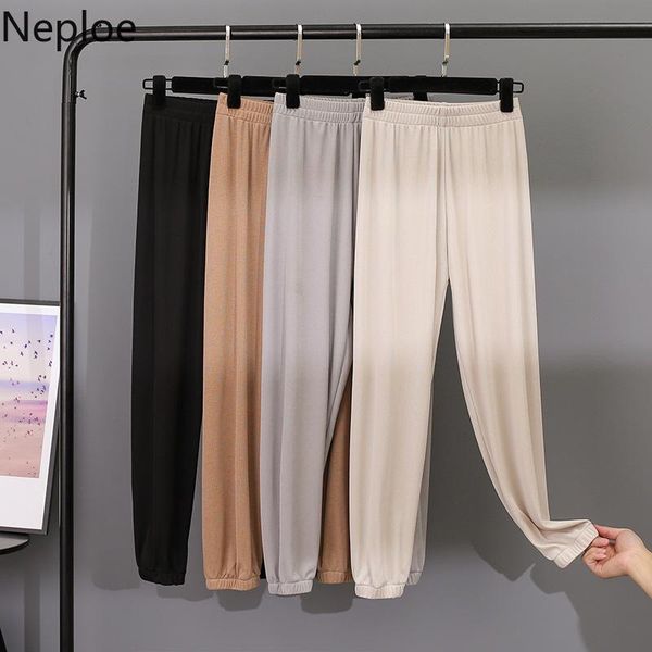 

women's pants & capris neploe women causal knitted sweat 2021 spring summer thin ice silk harem trousers stretch high waist solid 4c379, Black;white