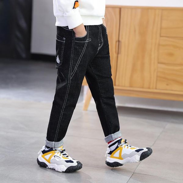 

jeans ienens 4-13 years boys jean clothes slim straight bottoms kids denim clothing long pants baby boy casual trousers, Blue