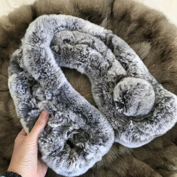 

scarves magicfur -real rex fur scarf neck winter warm, Blue;gray