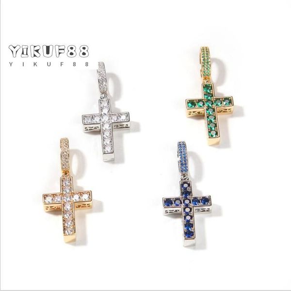

pendant necklaces yikuf88 hip hop jewelry men necklace color double side cross trend fine for gift, Silver