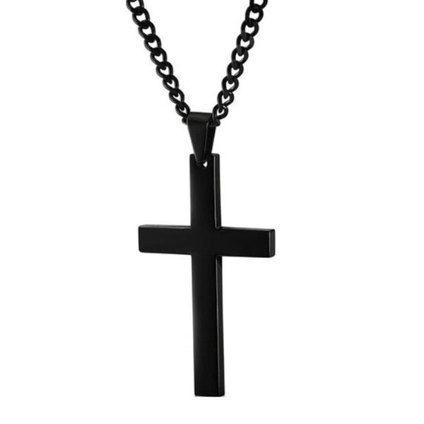 

pendant necklaces 2021 fashion ladies creative gifts accessories unisex's men black cross necklace chain gift jewelry, Silver