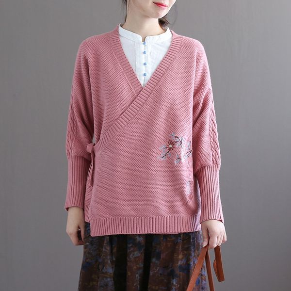 

ladies chinese new women spring retro oblique knitted hanfu cheongsam tea chinese style clothing women 11486, Red