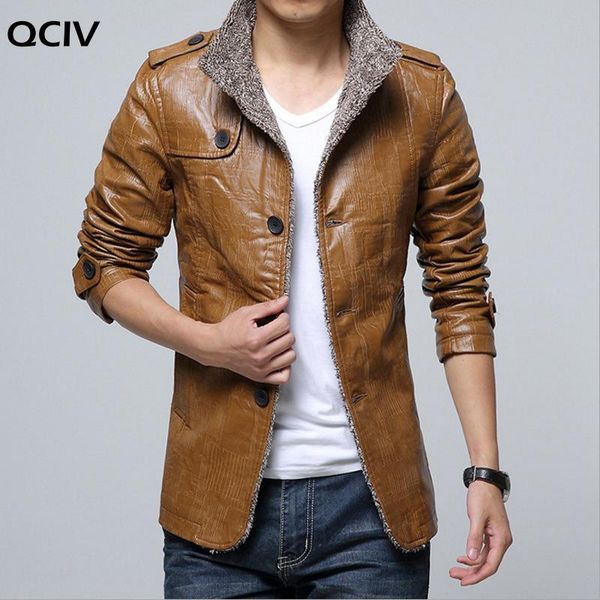 

winter men thick padded plush pu leather warm jackets coats man motorcycle fashion casual outwear fur e overcoat m-7xl men's & faux, Black
