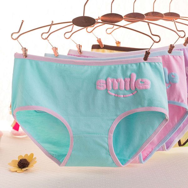 

female smile cartoon cute girl middle waist briefs large, Black;pink