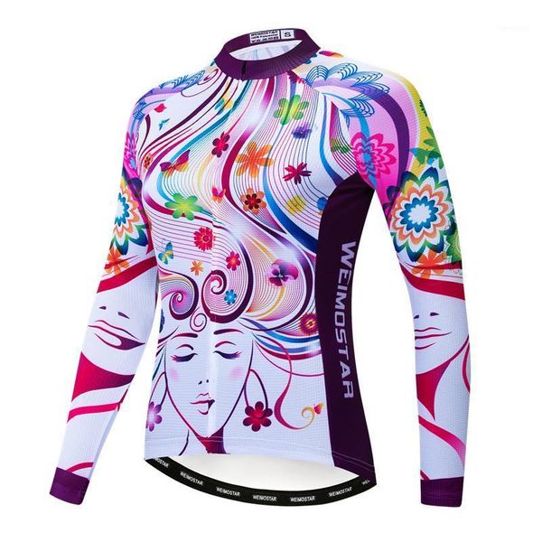 

weimostar 2021 cycling jersey long sleeve women autumn mtb clothes spring road bike mountain bicycle clothing1, Black;red