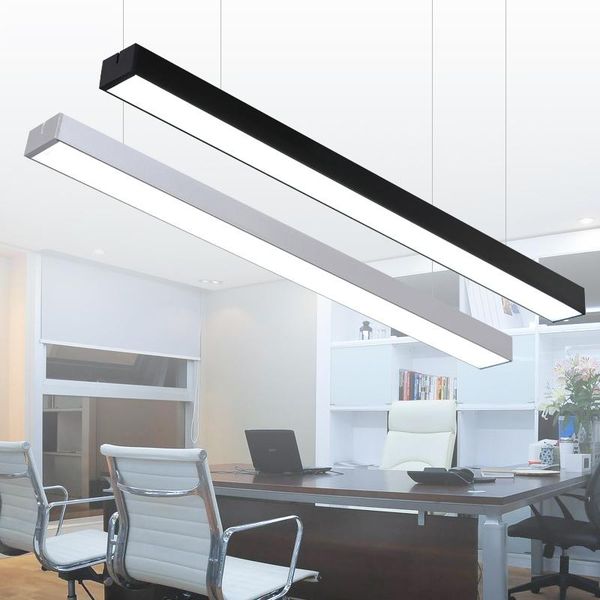 

led office pendant lamp strip light 60/90/120/150/180cm 72w t5 rectangular hanging line long workshop lights lamps