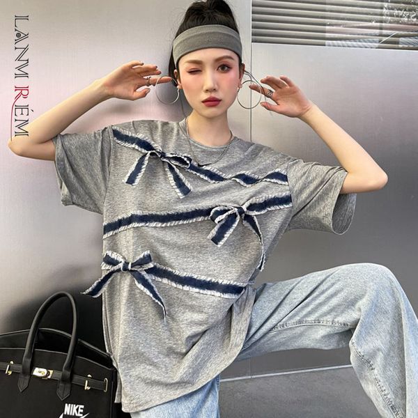 

women bow t-shirt round neck short sleeve loose casual fit lady shirts fashion tide summer arrivals 2h034 210507, White