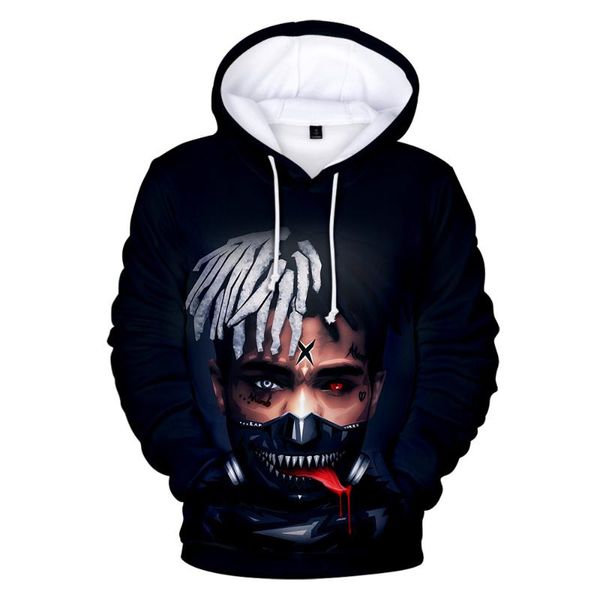 

men's hoodies & sweatshirts 3d men women autumn casual hoodie fashion hip hop sweatshirt rip xxxtentacion kpop ghoul streetwear, Black