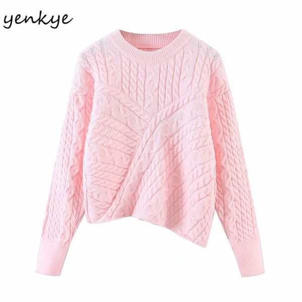 

fashion women twist pullover sweater long sleeve o neck hem asymmetric soft christmas jumper plus size 210514, White;black
