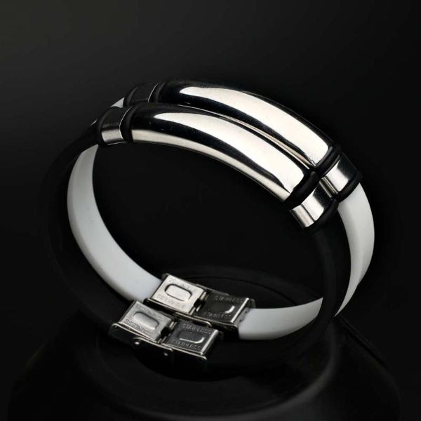 

charm bracelets rinhoo black/white stainless steel lettering pendant leather/silicone woven customized accessories gift for women men, Golden;silver