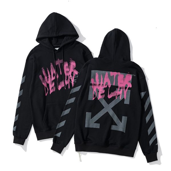 

graffiti letter off hooded pullover sweater, Black