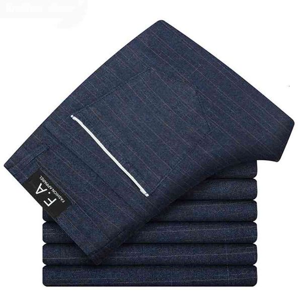 

pants 2021 spring and autumn men's work outfit stretch plaid pants business fashion slim fit casual pant male brand trousers, Black