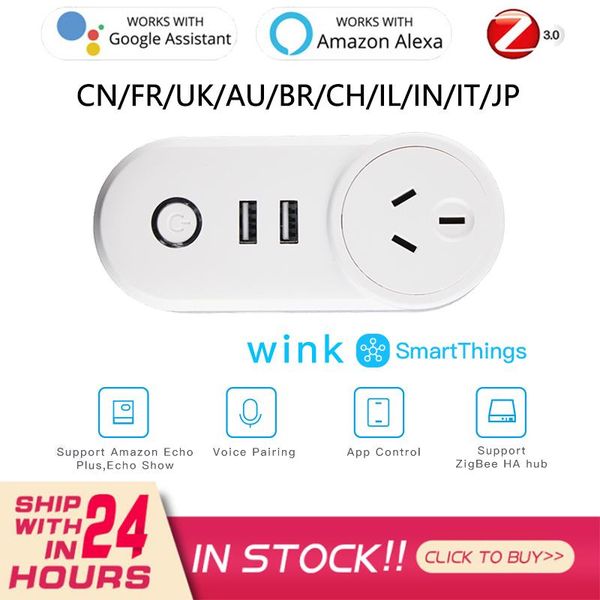 

smart power plugs zigbee 3.0 socket with 2 usb ports 10a fr br il jp plug timer voice control work google home alexa smartthings