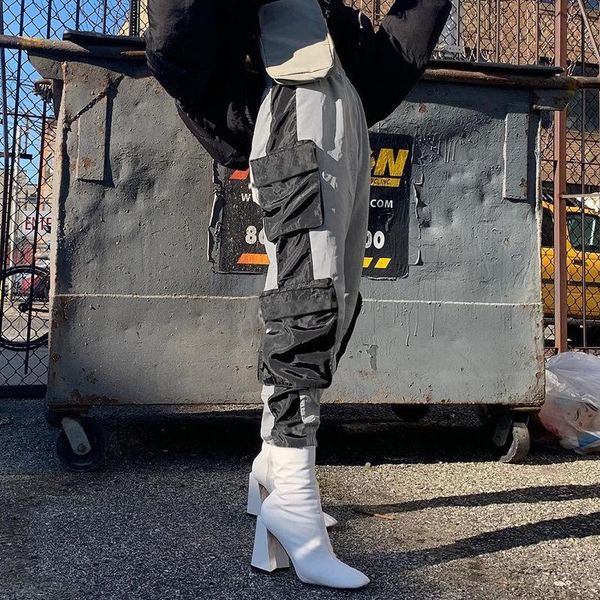 

women's pants & capris wkoud 2021 women streetpants fashion side striped patchwork cargo hiphop gray sweatpants solid trousers p9000, Black;white
