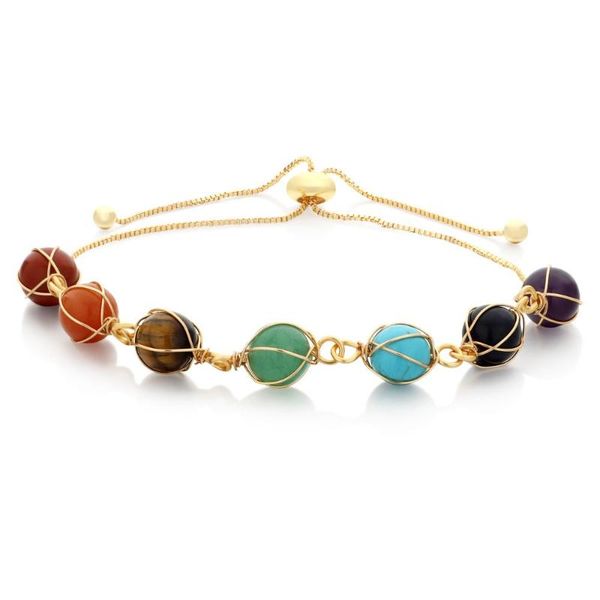 

charm bracelets mom's gift birthday present beads adjustable cuff handmade bracelet 7 chakra 14k gold clad wire natural green fluorite, Golden;silver