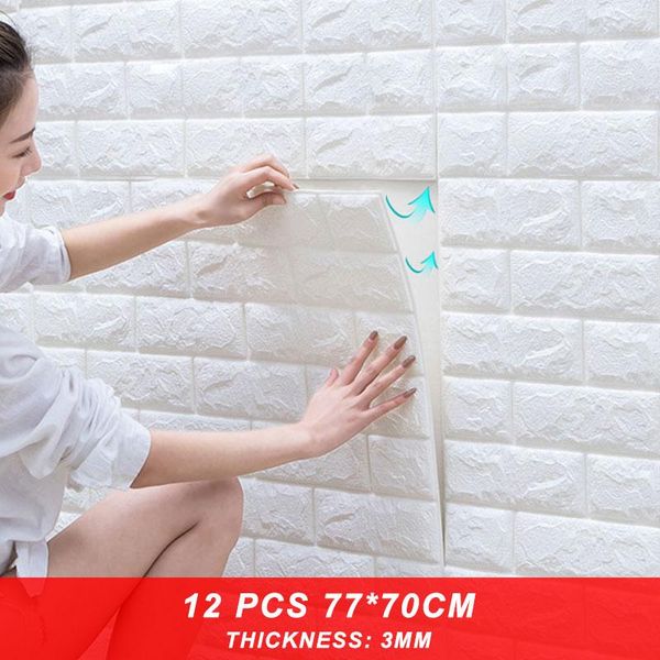 

wallpapers 12pcs self adhesive 3d brick wall foam sticker wallpaper diy living room bedroom kid papers home decor