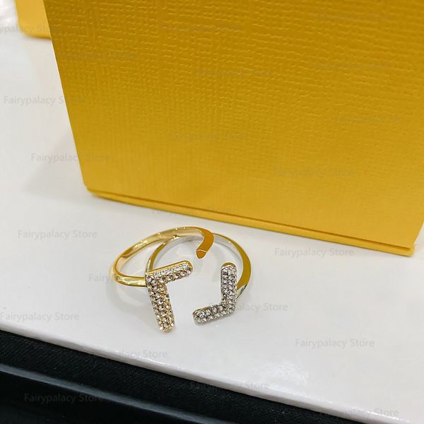 Anelli di alta qualità con apertura a lettera regolabile Designer Anelli Regalo per le donne Gioielli di lusso Ciondolo d'amore Coppia di anelli in oro