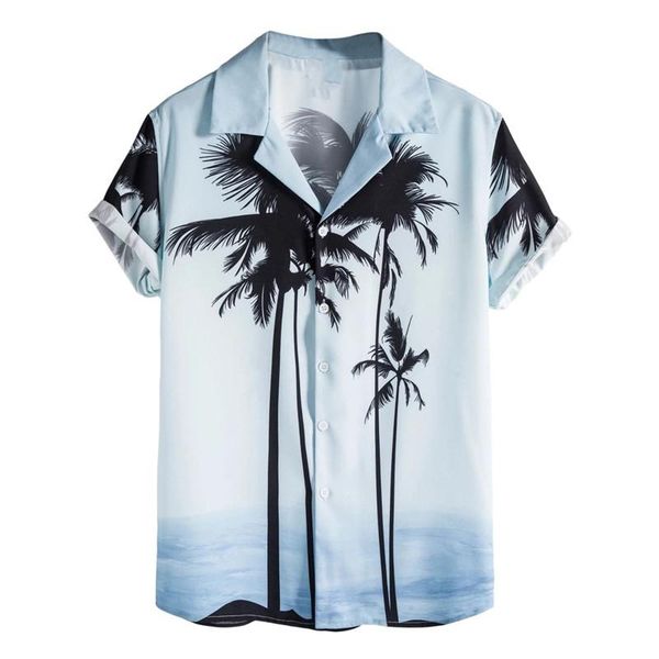 

men's t-shirts fashionable palm tree harajuku print shirt hawaiian round neck short sleeve summer casual beach, White;black