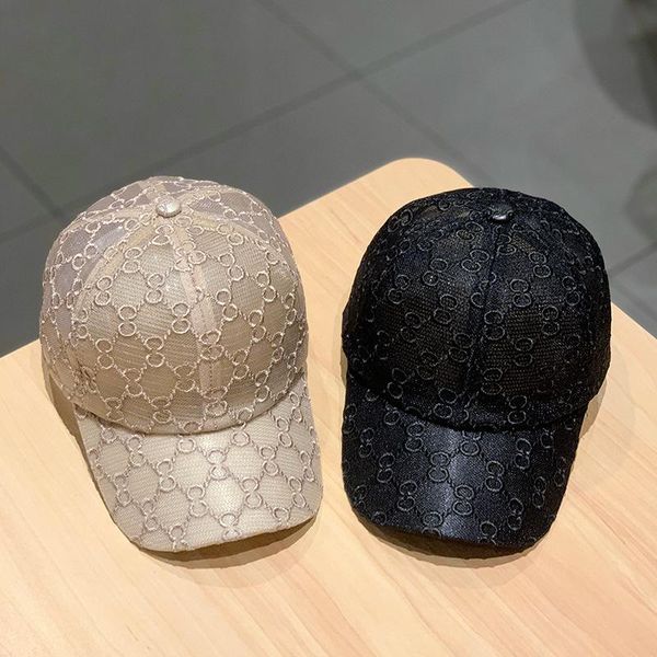 

stingy brim hats simple solid color geometric mesh hat female spring and summer sunscreen breathable sun british retro alphabet baseball cap, Blue;gray