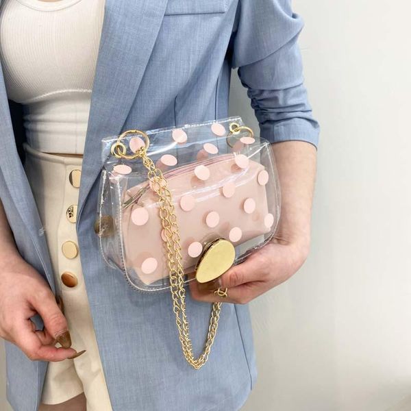 

totes 2021 chic summer dot transparent small shoulder crossbody bags purses