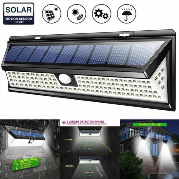

solar lamps 1000lm smd 118led pir motion sensor wall light ip65 waterproof outdoor garden lamp