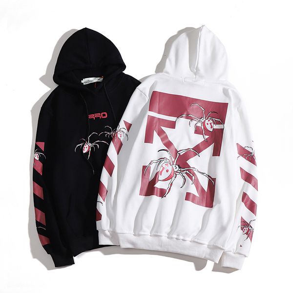 

off spider arrstyle tape new printed hoodie style men's and women's pullover, Black