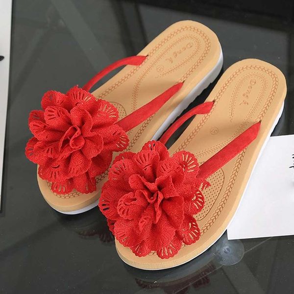 

sandals platfrom slides slippers women summer flower beach casual open toe flip flop female wedge shoes zapatillas mujer 40au, Black