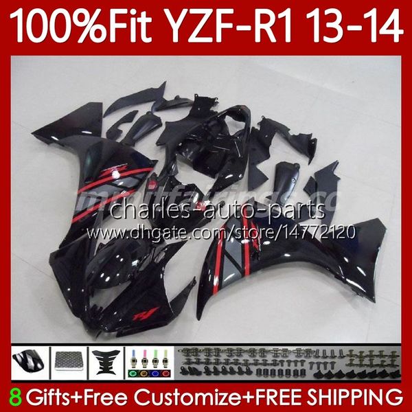 Carrozzeria OEM adatta al 100% per YAMAHA MOTO Nero grigio rosso YZF-R1 YZF-1000 YZF R 1 1000CC 13-14 Corpo 94No.30 YZF R1 1000 CC YZFR1 13 14 YZF1000 2013 2014 Kit carenatura per stampaggio ad iniezione